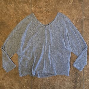 Grey Ribbed Oversize Sweater Vneck